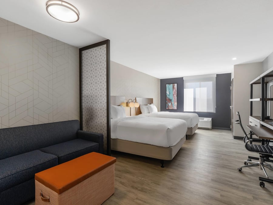 Standard Room, 2 Queen Beds, Non Smoking | Desk, laptop workspace, free WiFi, bed sheets