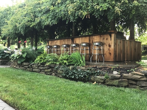 refinished barn with pool table, ping pong, pool and hot tub!