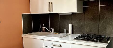 Kühlschrank, Mikrowelle, Ofen, Herdplatte