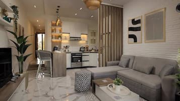Smart TV, fireplace, table football, offices
