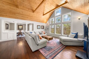 Älytelevisio, takka, kirjoja