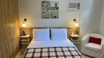 1 bedroom, memory-foam beds, desk, iron/ironing board