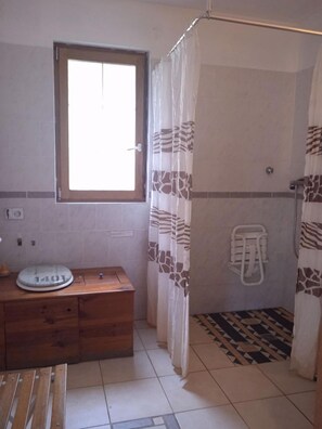 Regadera y papel de baño 