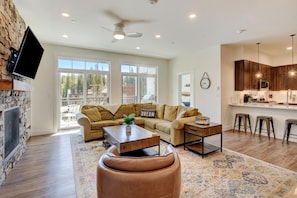Smart TV, fireplace, video games, books