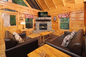 Smart TV, fireplace, video games, foosball