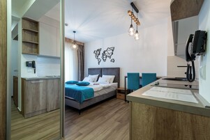 经典开间 | 起居区 | 41-英寸LED 电视 （配备有线频道）、电视