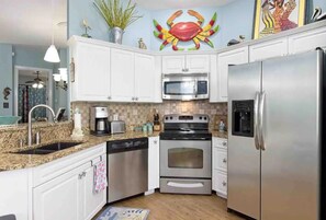 Fridge, microwave, oven, dishwasher