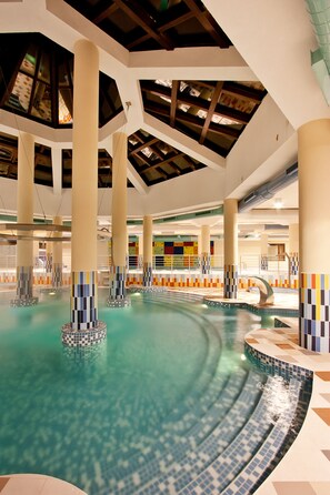 Indoor pool, outdoor pool, open 10 AM to 8 PM, sun loungers