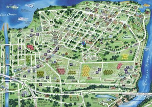 A detailed map of Niagara Falls, highlighting key attractions, landmarks, and infrastructure. - WeatherPine Inn (Niagara-on-the-Lake)