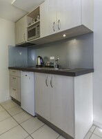 Fridge, microwave, electric kettle