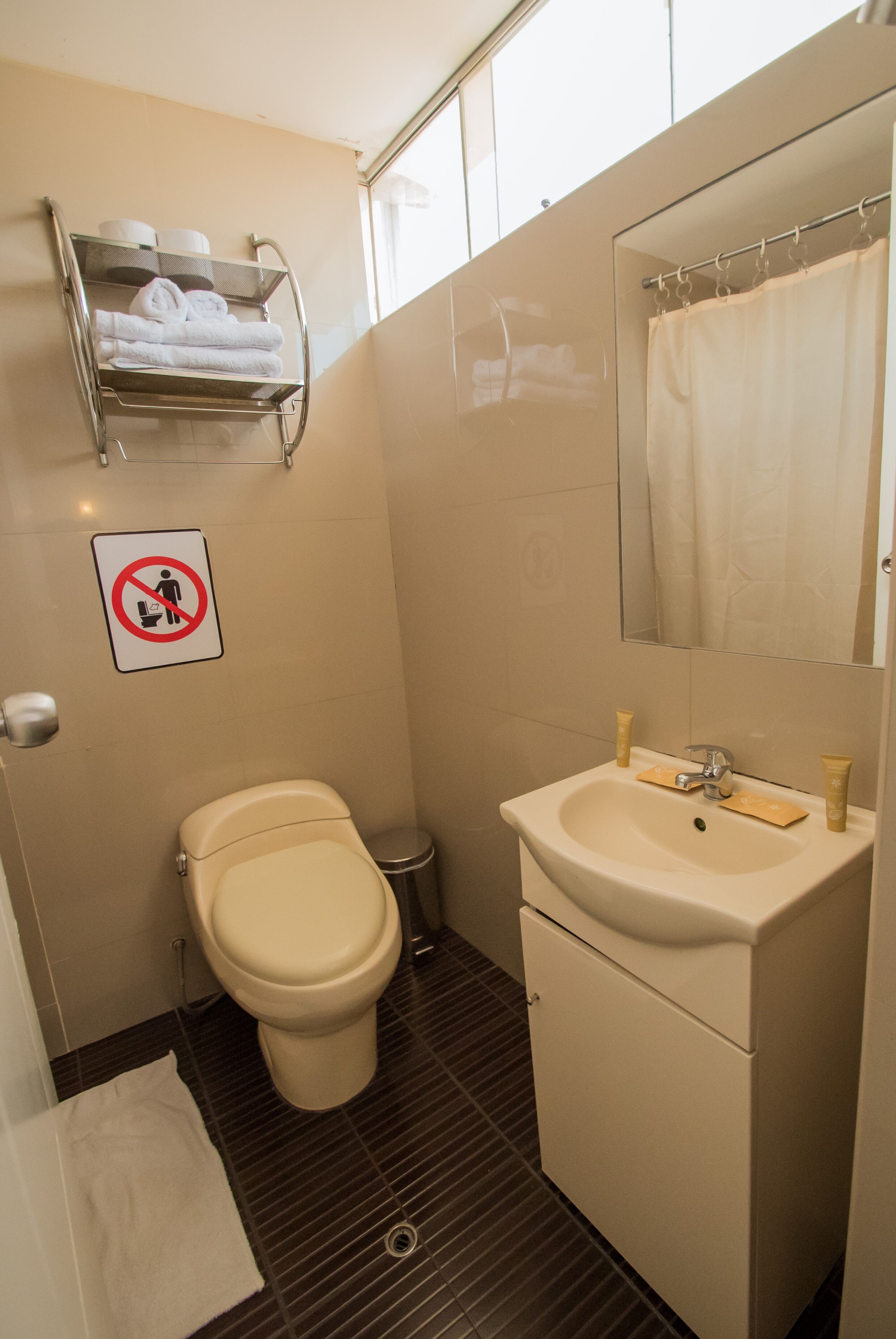 shower, towels, soap, shampoo