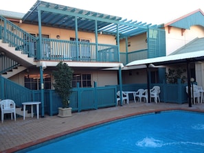 Outdoor pool, pool loungers