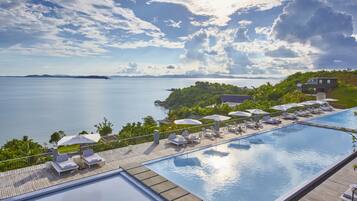 Outdoor pool, pool umbrellas