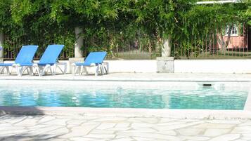 Outdoor pool, pool loungers