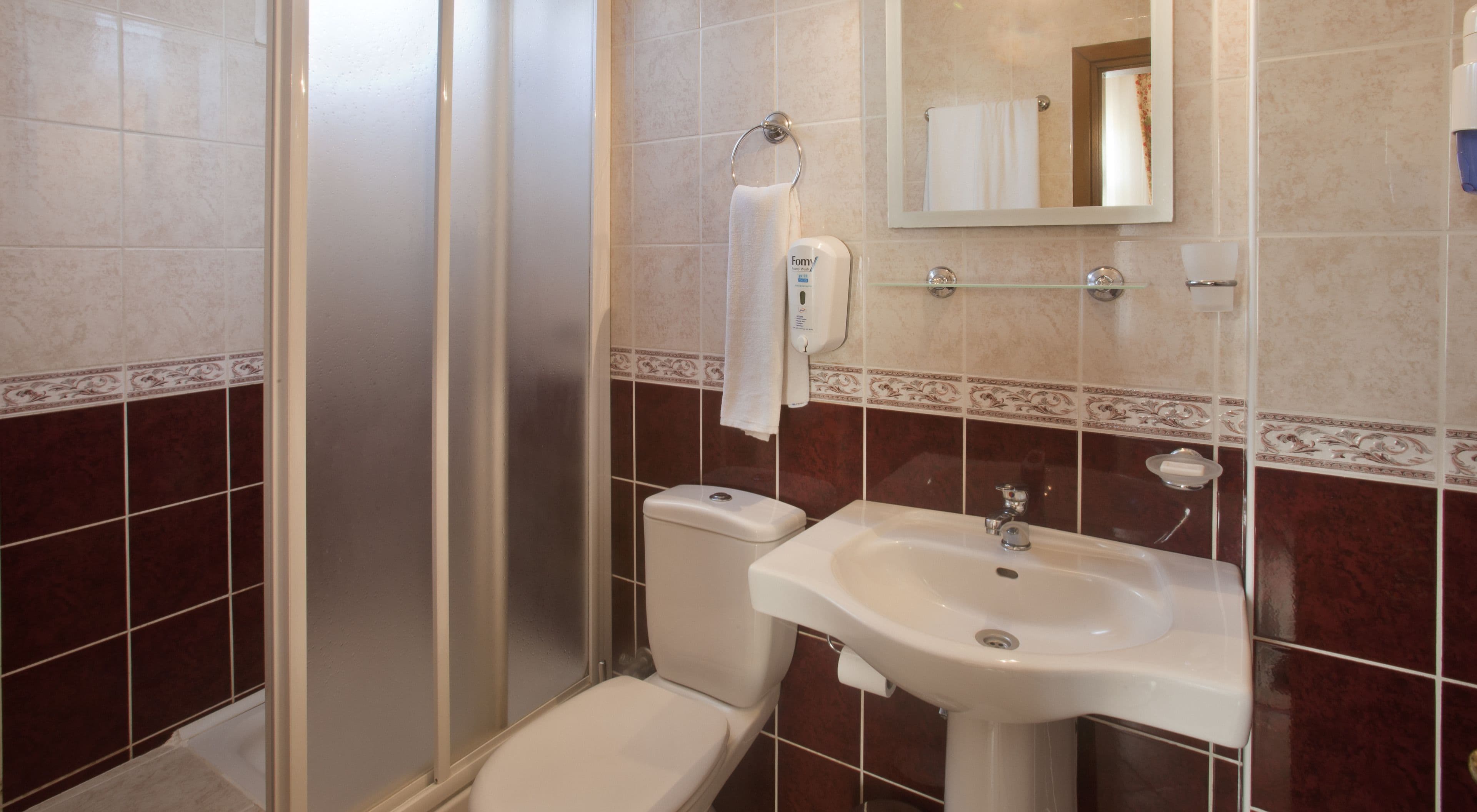 shower, free toiletries, hair dryer, slippers