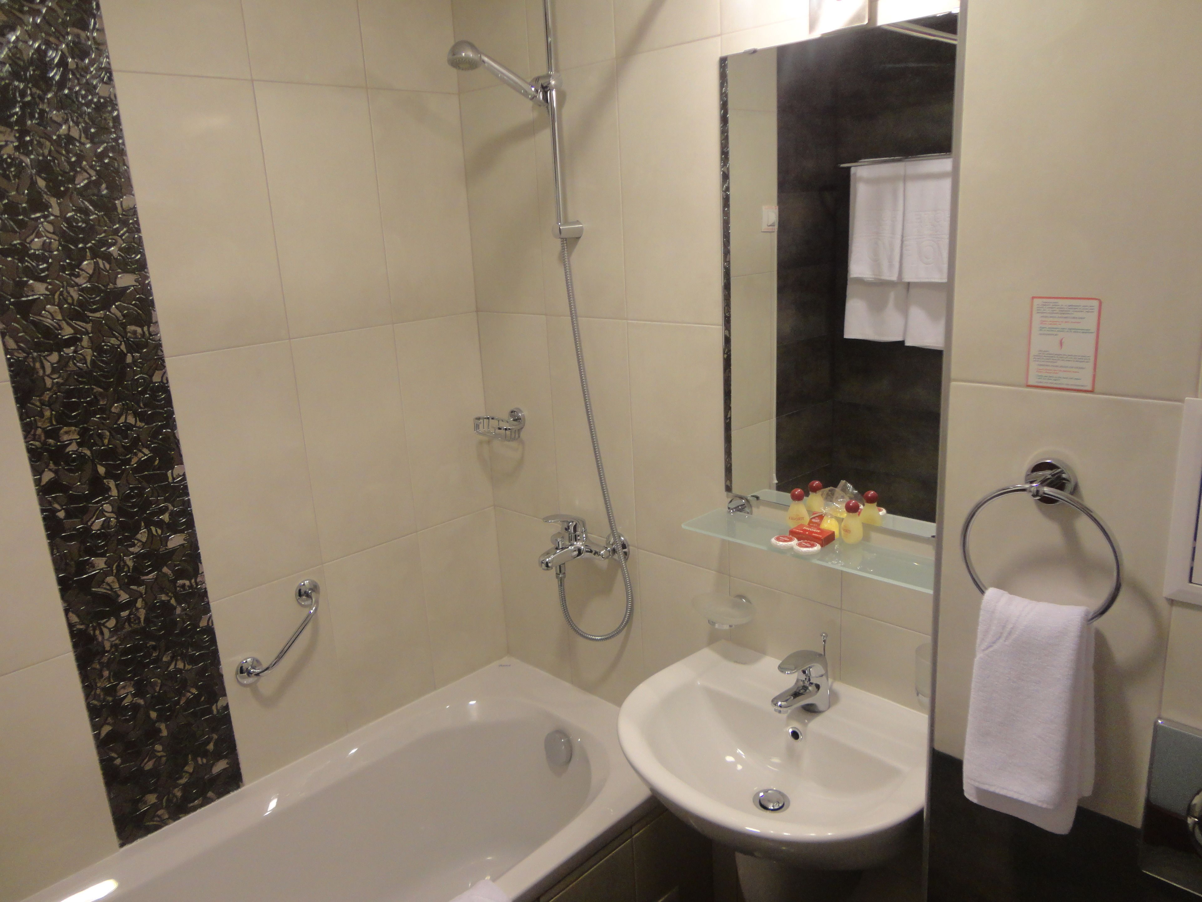 free toiletries, hair dryer, towels