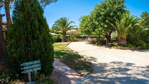 A pathway leading to a parking area with directional signs for 'PARKING,' 'TREK IN THE HILL,' and 'PINE WOOD.' - Agriturismo Casalicchio (Cammarata)