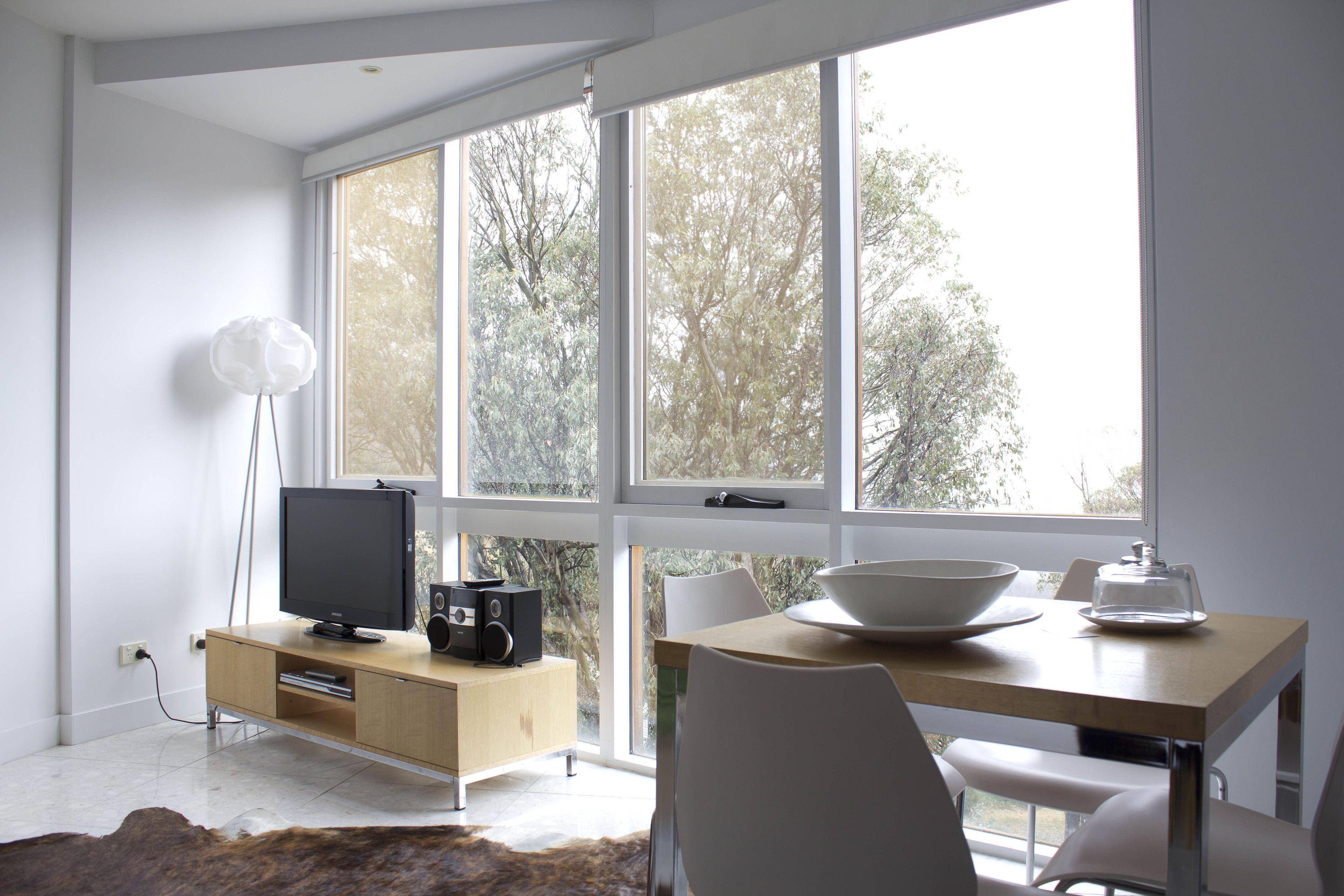 Flat-screen TV, DVD player