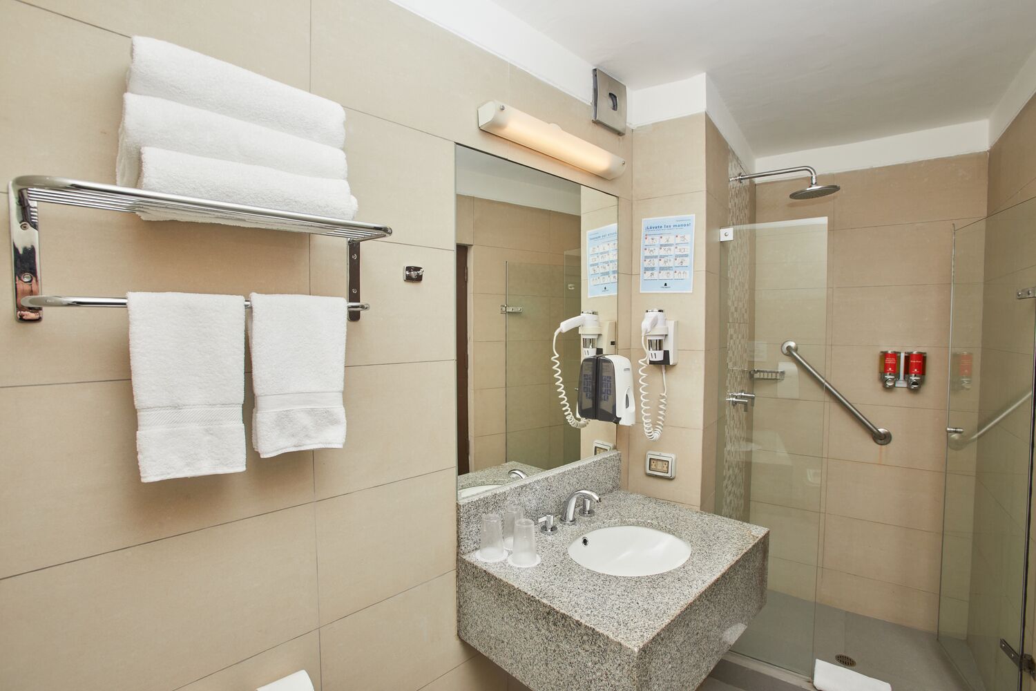 traditional triple room | bathroom | shower, free toiletries, hair dryer, towels
