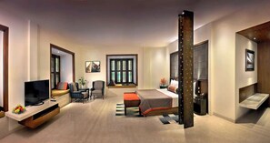 高档床上用品、迷你吧、客房内保险箱、办公桌