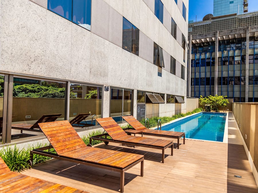 Outdoor pool, pool loungers