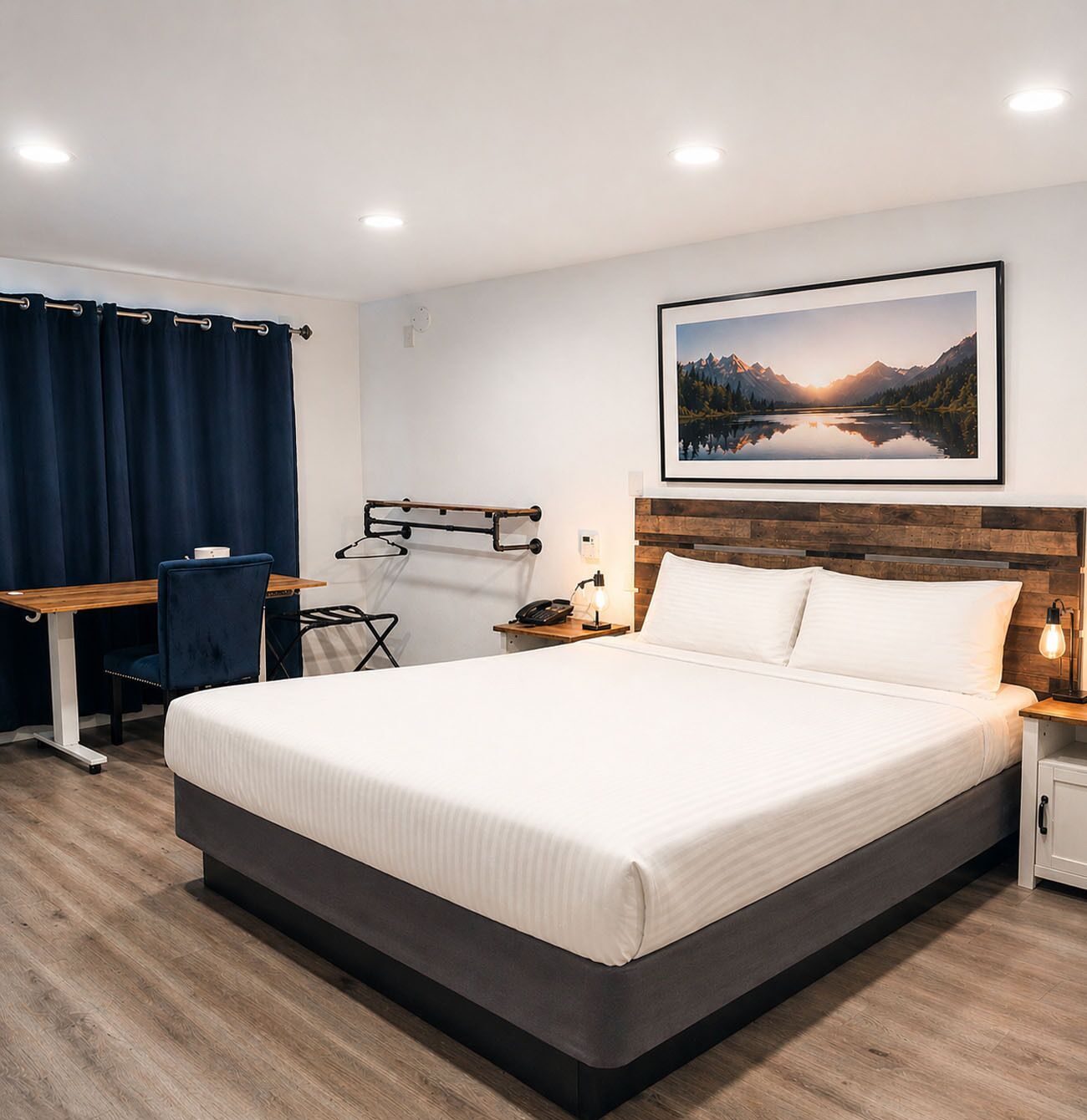 Habitación | Tabla de planchar con plancha, wifi gratis y ropa de cama 