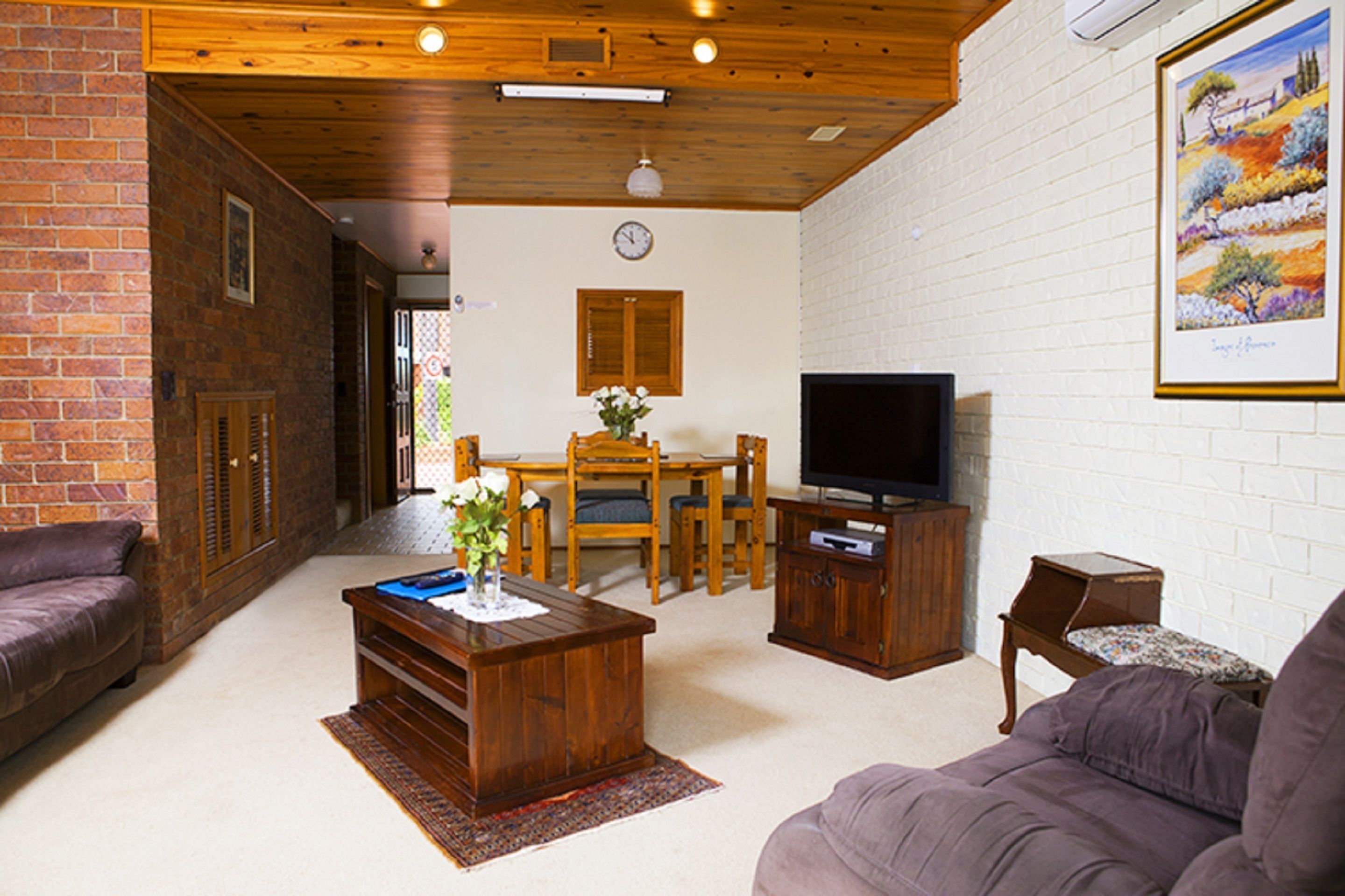 Flat-screen TV, DVD player