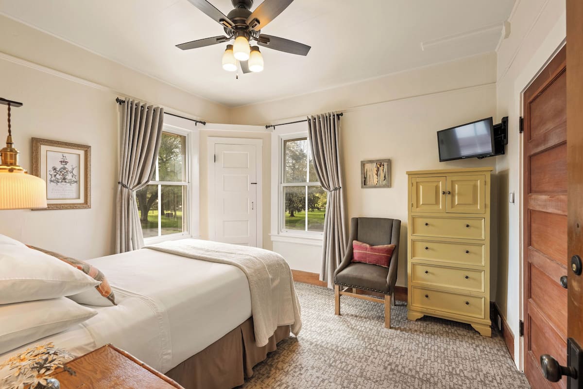 Standaard tweepersoonskamer, en-suite badkamer, uitzicht op park (Room 21 - Full) | Een strijkplank/strijkijzer, gratis wifi, beddengoed