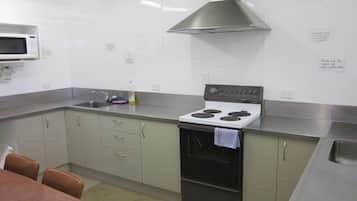 Mini-fridge, microwave, electric kettle, toaster