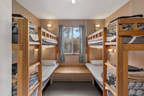 1 bedroom, blackout curtains, bed sheets