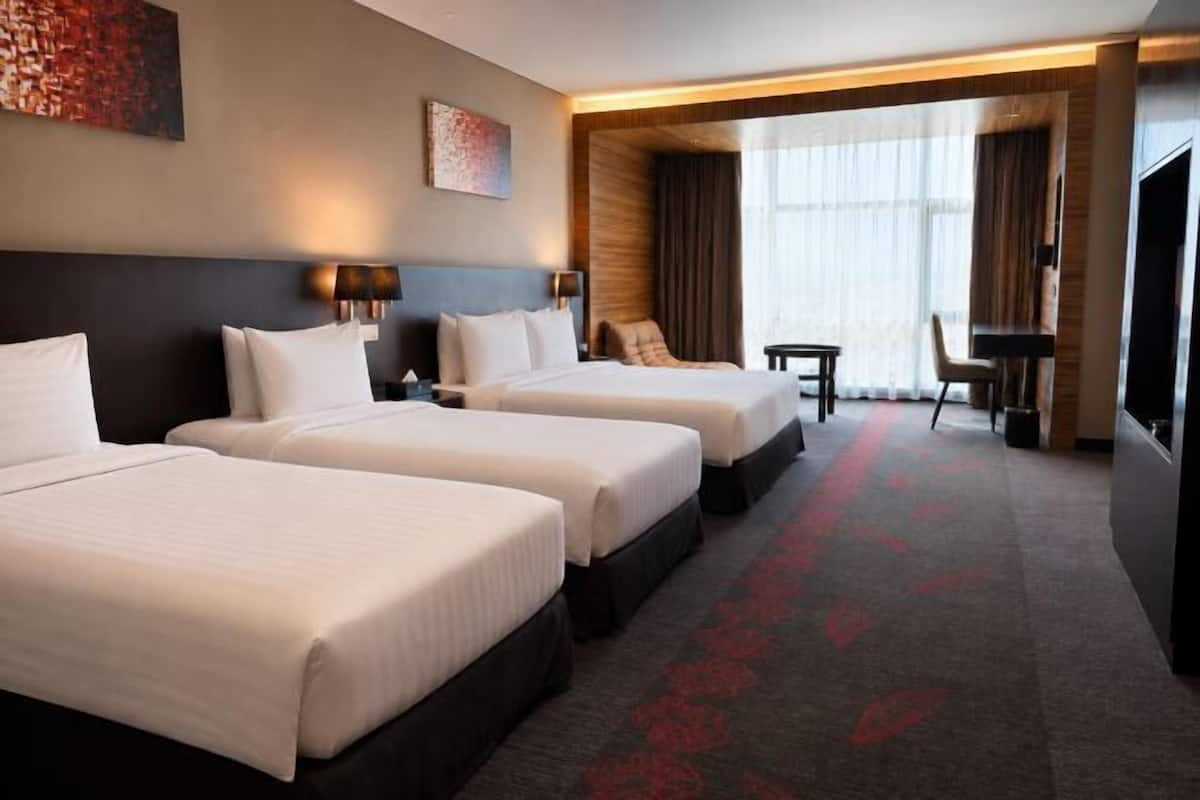In-room safe, desk, laptop workspace, blackout drapes