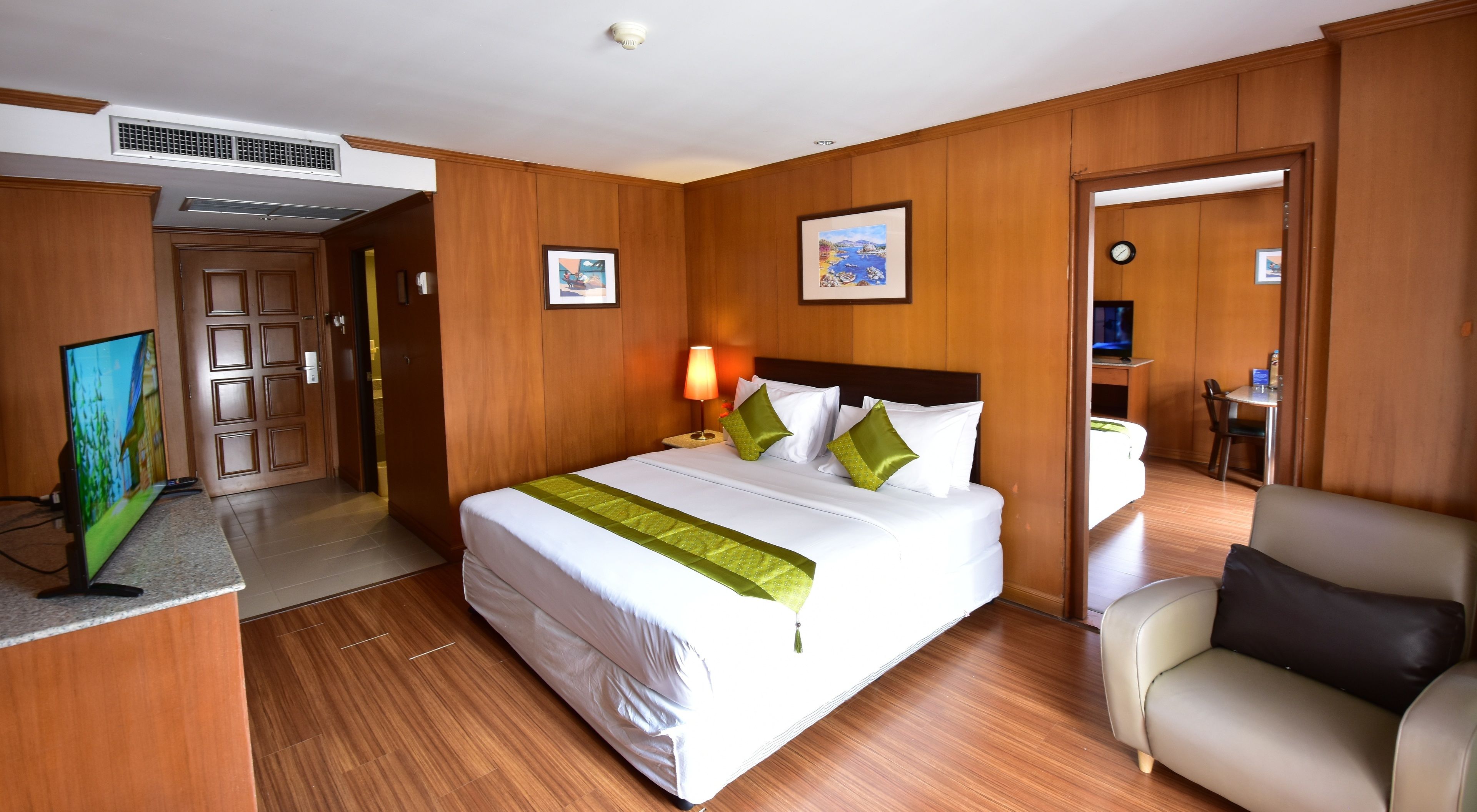 family connecting room | minibar, in-room safe, desk, laptop workspace