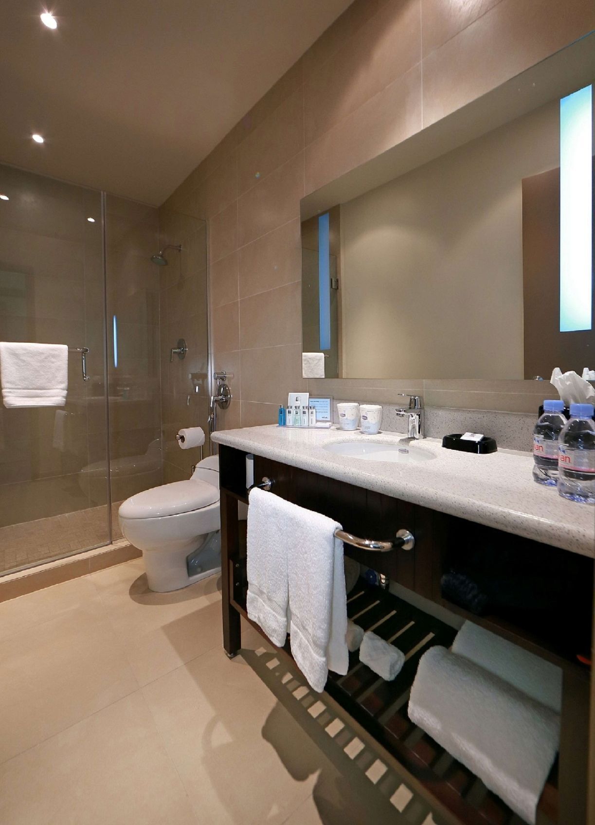 Bathroom | Shower, designer toiletries, hair dryer, towels