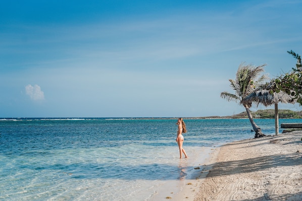 Plage privée, chaises longues, serviettes de plage, plongée sous-marine