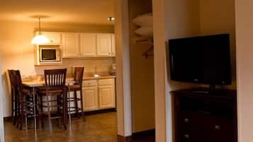 Room, 2 Queen Beds | Private kitchen | Fridge, microwave, coffee/tea maker