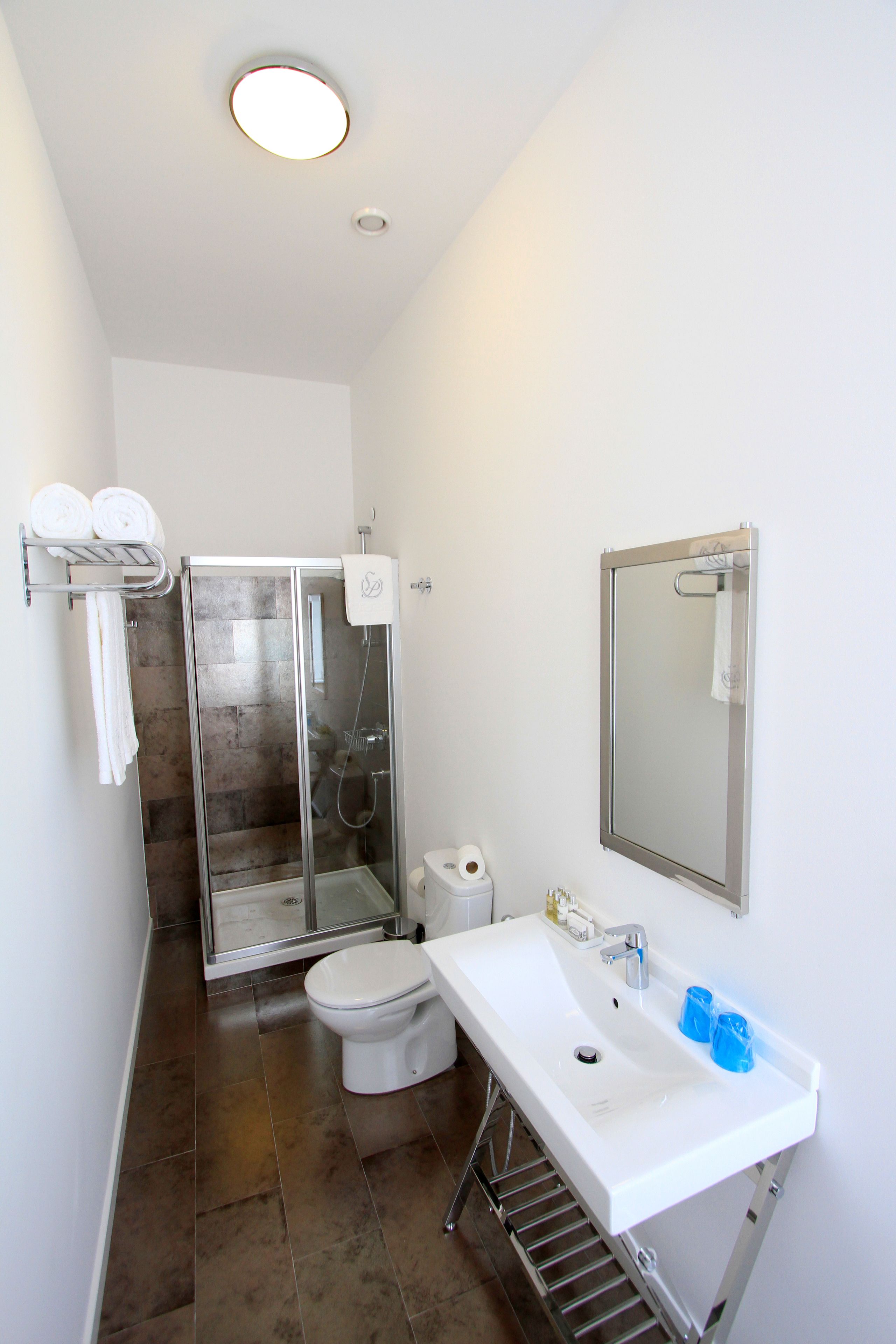 shower, rainfall showerhead, free toiletries, hair dryer