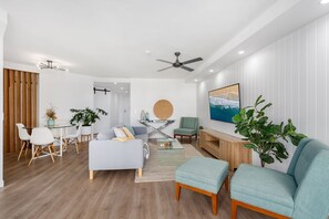 Superior Apartment, 2 Bedrooms, Balcony, Ocean View | Living room | 48-inch flat-screen TV with cable channels, TV