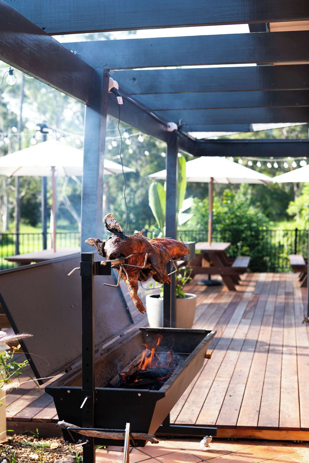 Dinner served, Mediterranean cuisine, garden views 