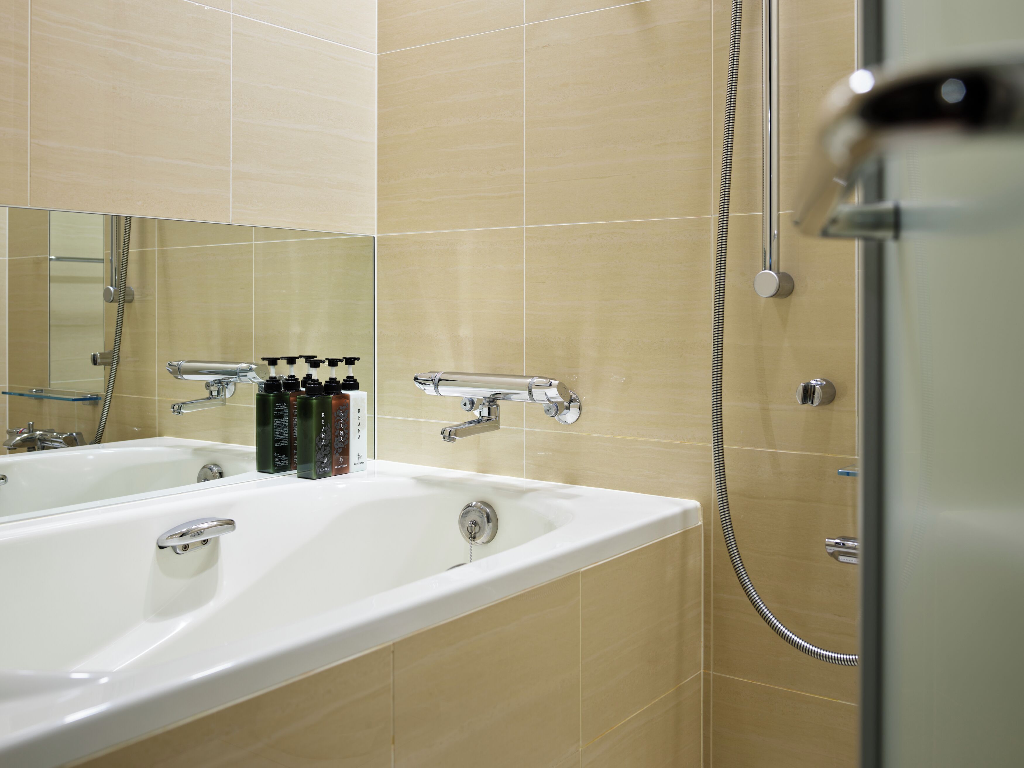 free toiletries, hair dryer, slippers, bidet