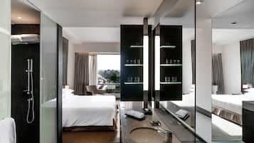 Shower, free toiletries, hair dryer, bathrobes