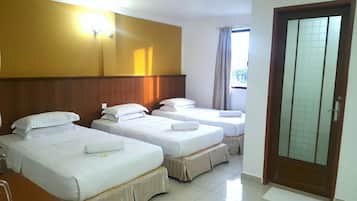 Desk, free WiFi, bed sheets