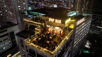 Rooftop bar, pool views, open daily