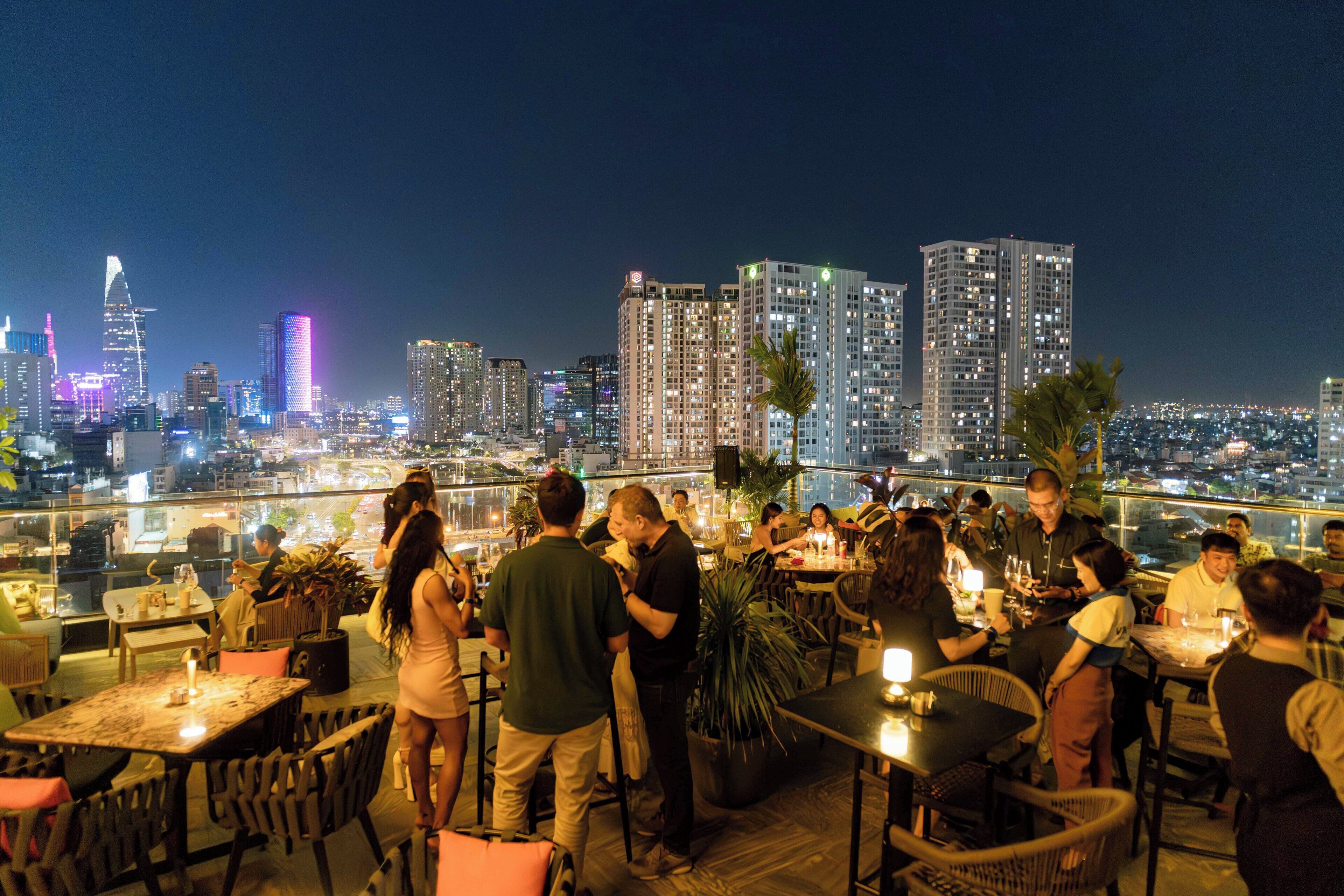 rooftop bar, pool views, open daily