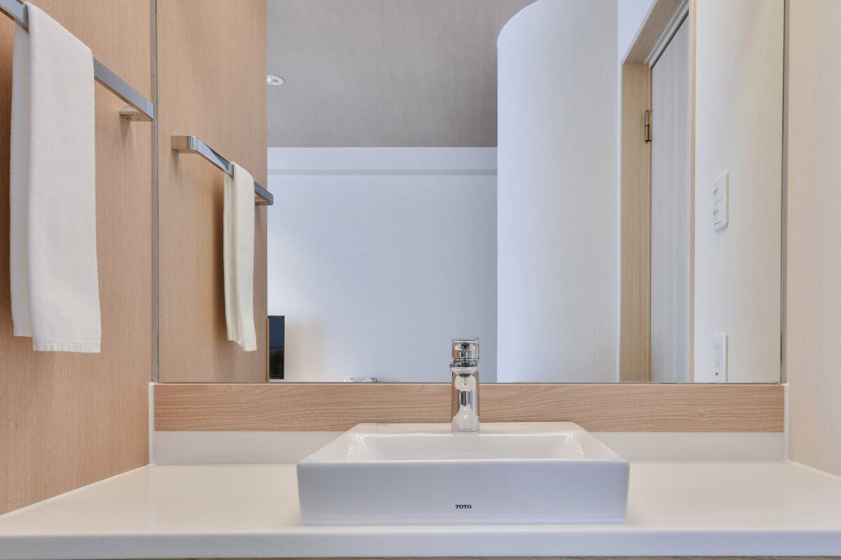 down duvets, desk, laptop workspace, blackout curtains