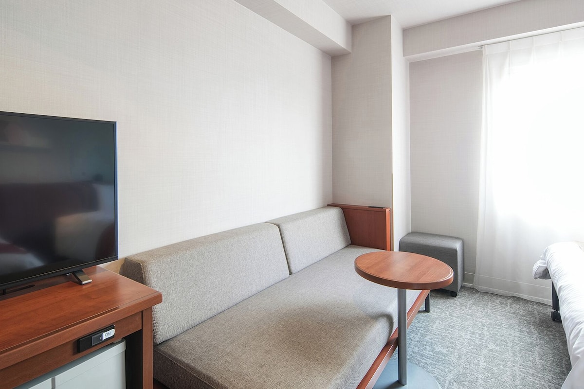 1 bedroom, desk, blackout curtains, iron/ironing board