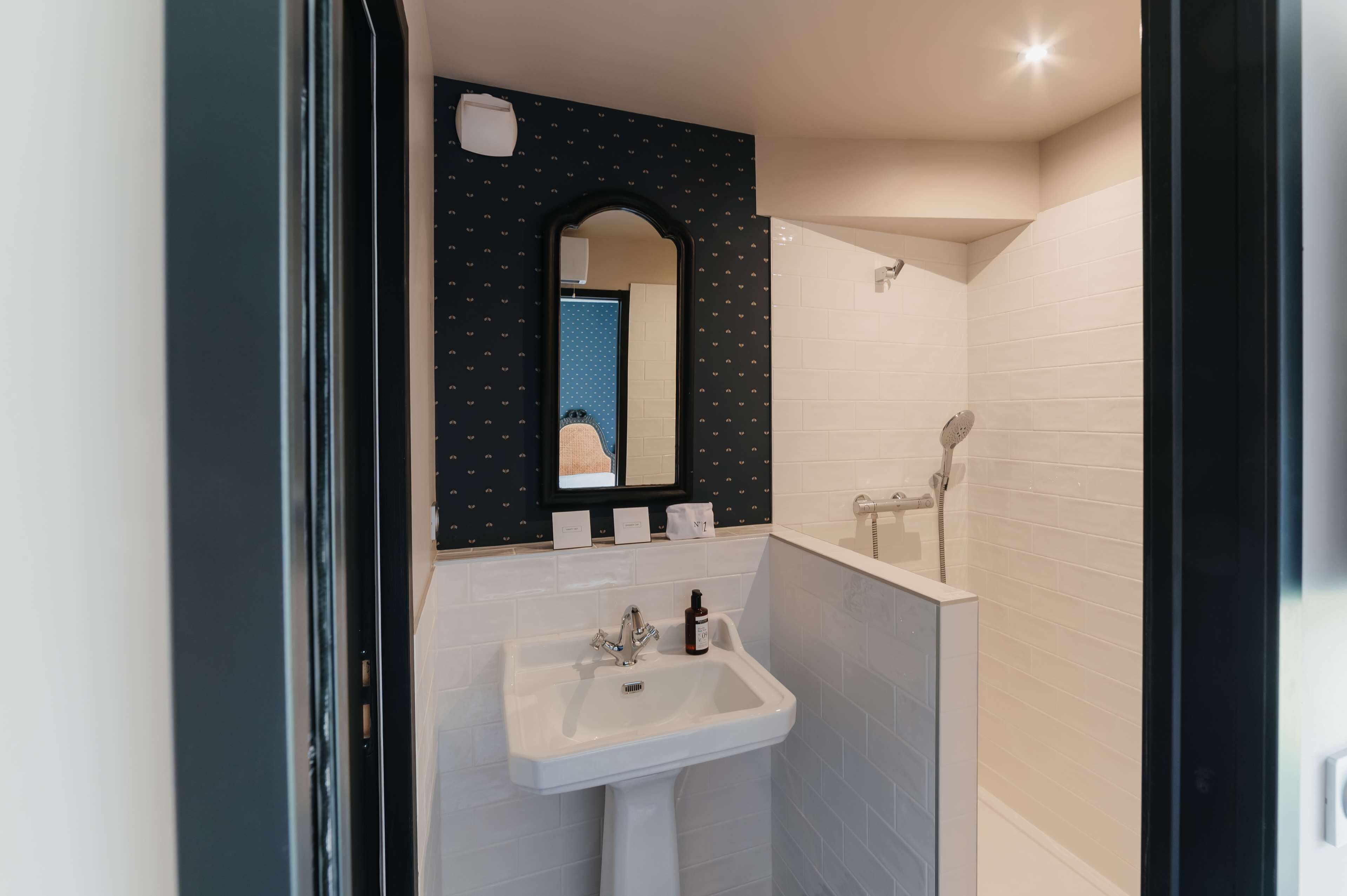 eco-friendly toiletries, hair dryer, towels