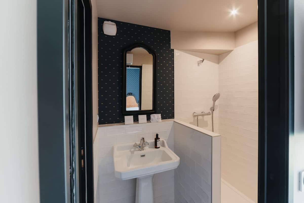 eco-friendly toiletries, hair dryer, towels