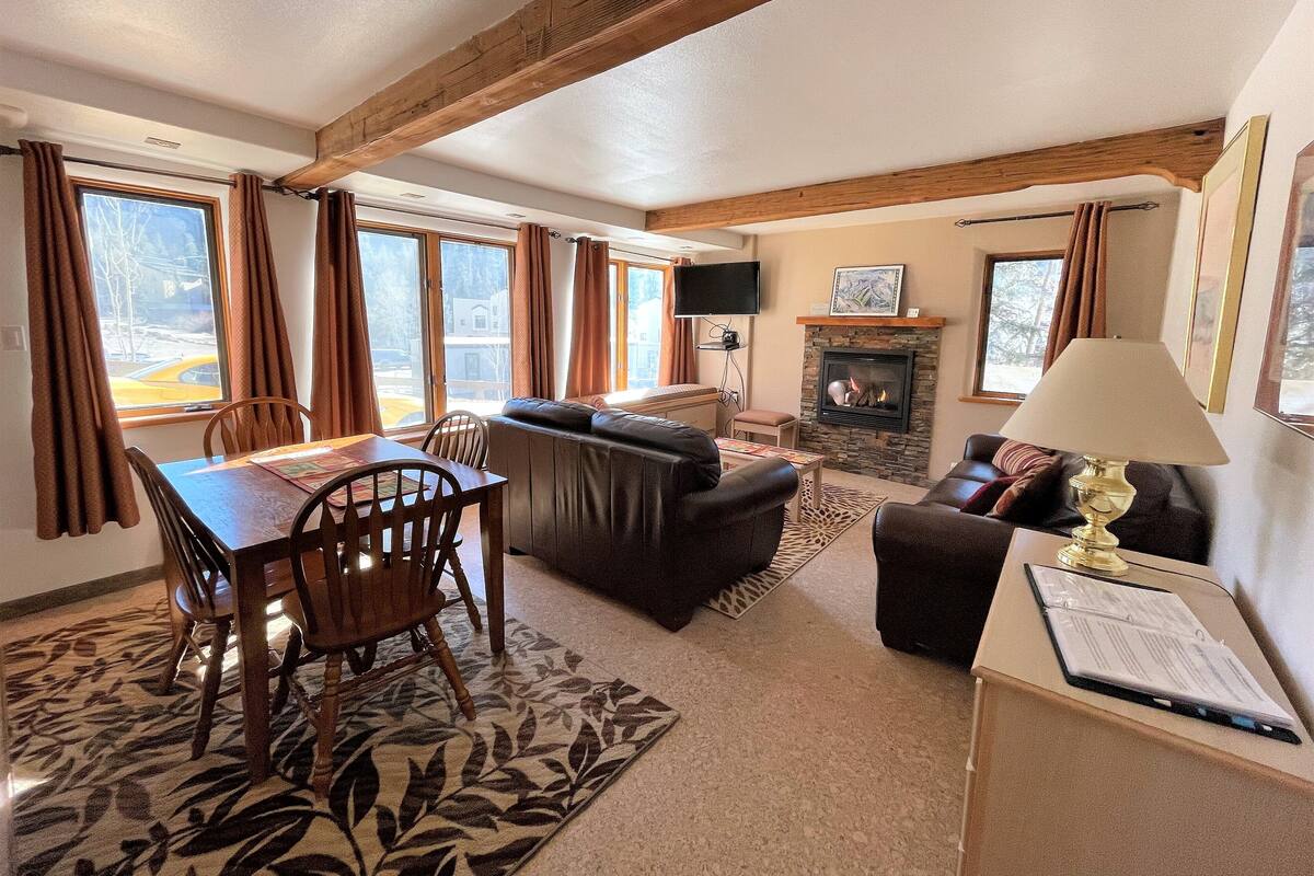 Classic Condo, 1 Bedroom, Fireplace, Mountain View | Living area | Flat-screen TV