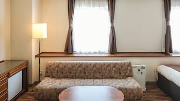 Desk, laptop workspace, blackout curtains, soundproofing