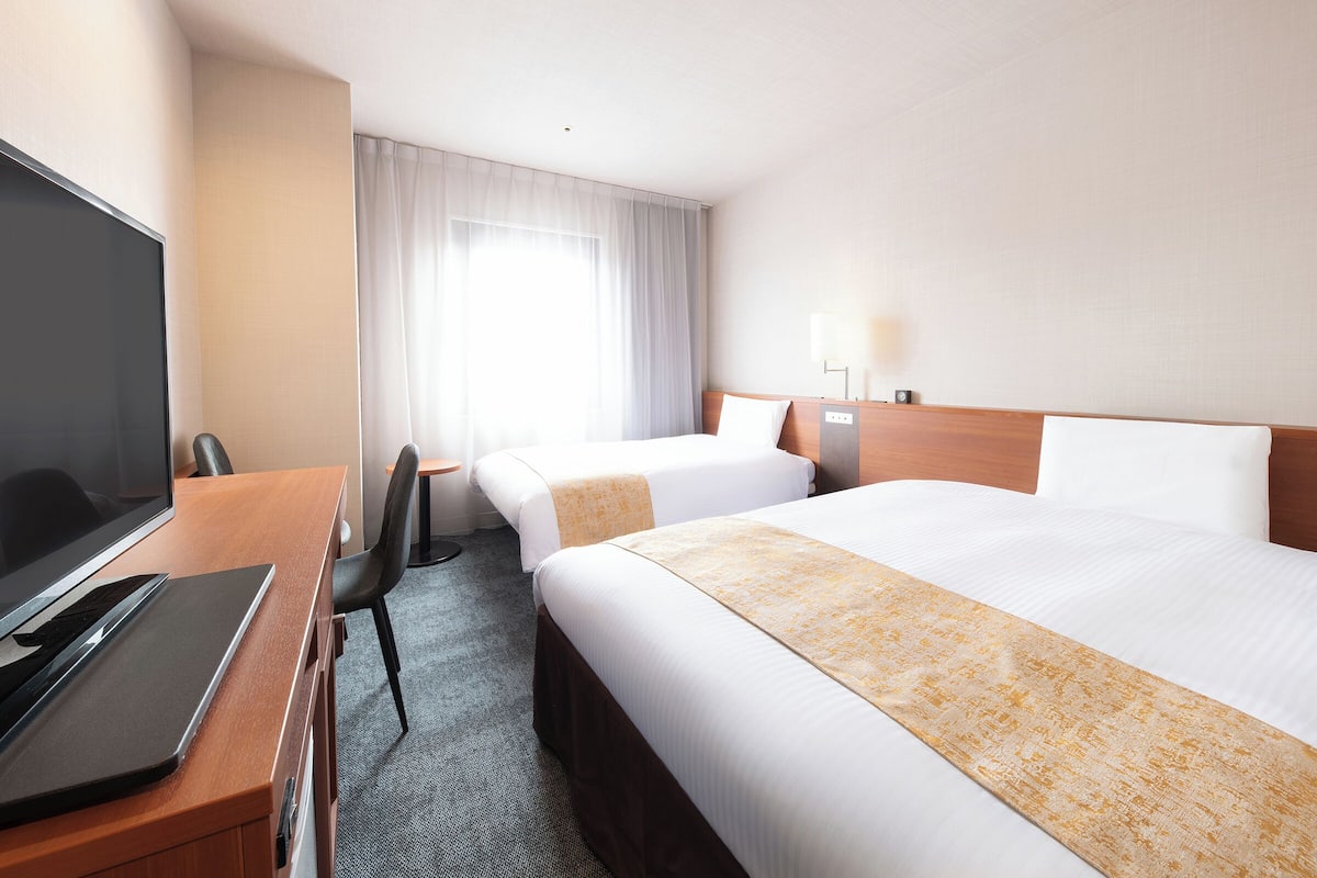 Habitación con 2 camas individuales, para no fumadores (Extra Bed) | Escritorio, espacio para trabajar con laptop y cortinas blackout